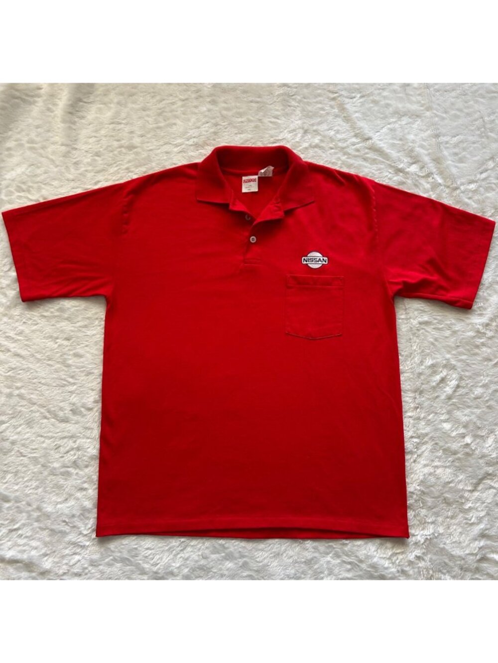 NWOT Men's Retro NISSAN Red Polo Work Shirt Employee Workwear - Large